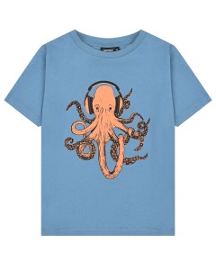 Синяя футболка с принтом "осьминог" Yporque