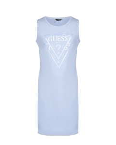 Голубое платье с белым лого Guess