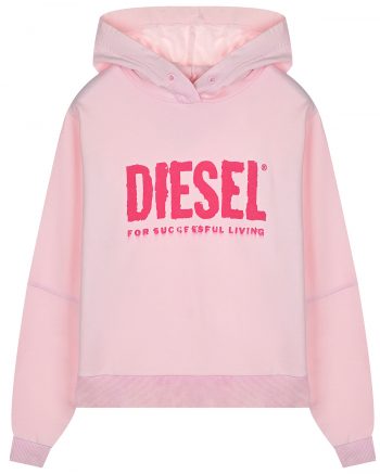 Розовая толстовка-худи с лого Diesel
