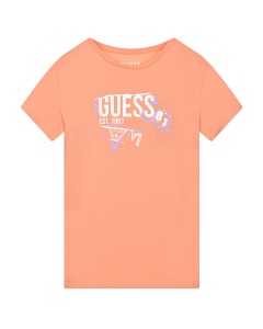 Оранжевая футболка с лого Guess