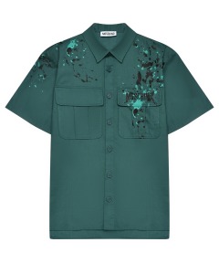Рубашка с короткими рукавами, зеленая Moschino