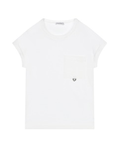 Белая футболка с накладным карманом Brunello Cucinelli