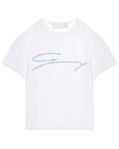 Белая футболка с голубым лого Genny