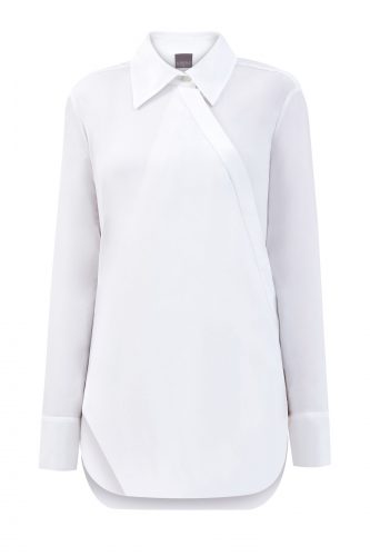 Блуза асимметричного кроя из хлопка с шифоновой спинкой