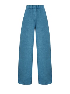 Льняные брюки-палаццо с эластичным поясом