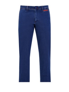 Окрашенные вручную джинсы с контрастной отделкой